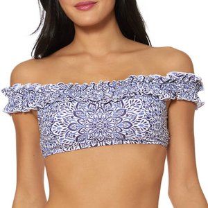 Jessica Simpson Floral Ruffle Off the Shoulder Swim Top NWT